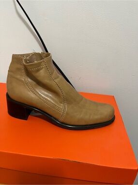 Franco Sarto Tan Leather Chelsea-Style Ankle Booties